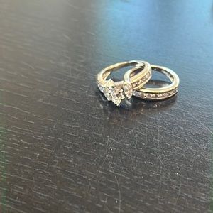 White gold wedding ring set